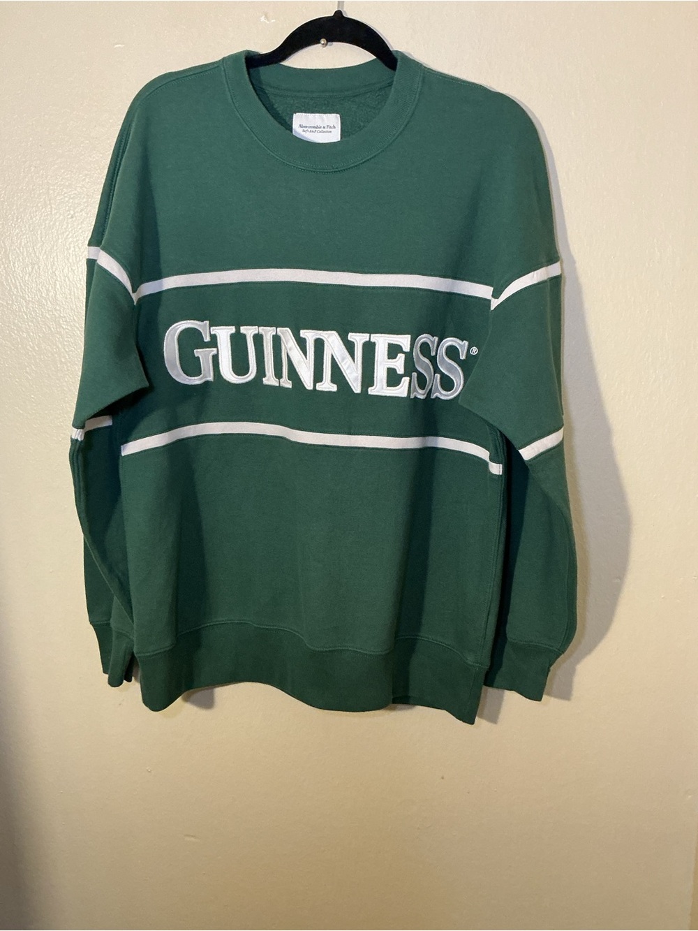 Abercrombie & Fitch Green Crewneck Sweater with White Stripes